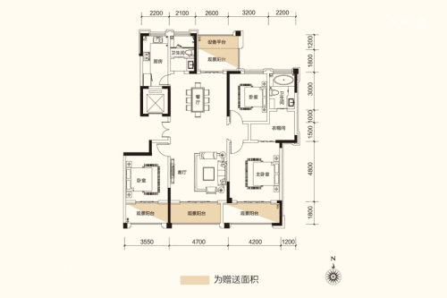 粤泰天鹅湾洋房180㎡标准层户型-洋房180㎡标准层户型-3室2厅2卫1厨建筑面积180.00平米