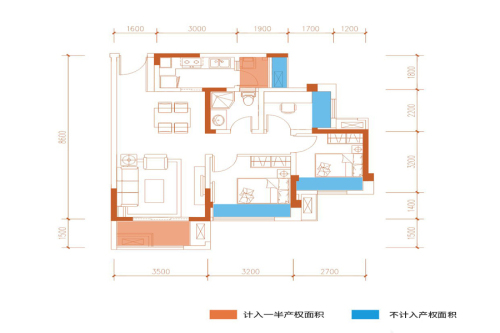 中航城7~8栋标准层A1户型-3室2厅1卫1厨建筑面积78.00平米