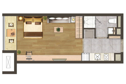 建发紫悦广场C户型图-1室1厅1卫1厨建筑面积43.00平米