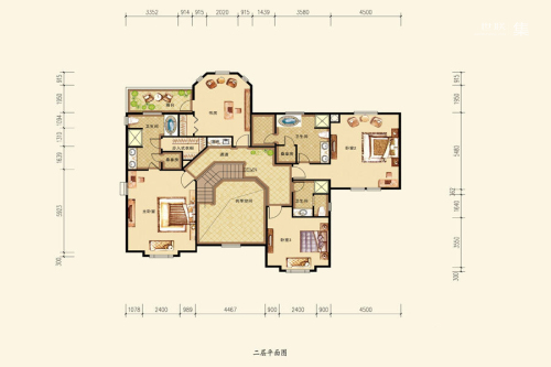 波特兰花园Az-1户型地上二层-4室4厅4卫2厨建筑面积498.63平米