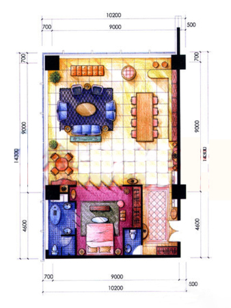天安国汇J户型-1室2厅2卫1厨建筑面积176.85平米