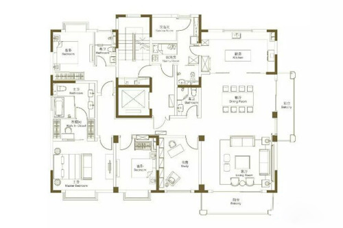 淮海名邸二期E2户型-5室2厅4卫1厨建筑面积265.00平米