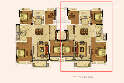 奥园城市天地5层右侧130平-4室2厅2卫1厨建筑面积130.00平米