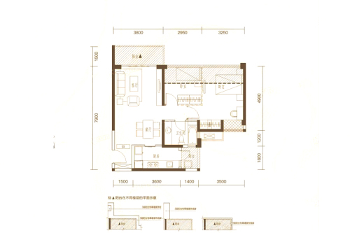 御龙山9-2单元83平-03户型-2室2厅1卫1厨建筑面积83.00平米