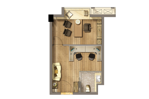 招商兰溪谷公寓B户型-1室1厅1卫0厨建筑面积36.00平米