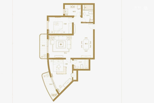 卢湾68130平户型-2室2厅2卫1厨建筑面积130.00平米