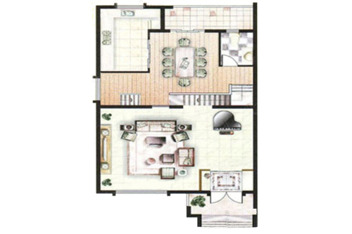 天和湖滨艺墅248平联排别墅户型一层-4室2厅4卫1厨建筑面积248.00平米