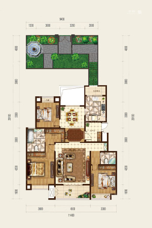 龙玺湾23#二层户型-3室2厅2卫1厨建筑面积139.62平米