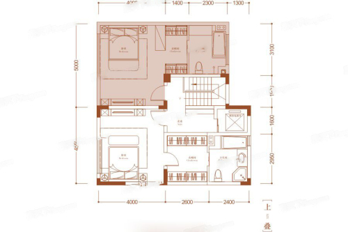 蓝光雍锦世家183㎡上叠户型图6-7室3厅4卫2厨建筑面积183.00平米