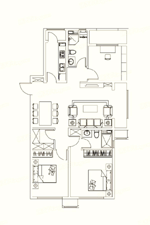 保利城5 C2户型-3室2厅2卫1厨建筑面积124.00平米