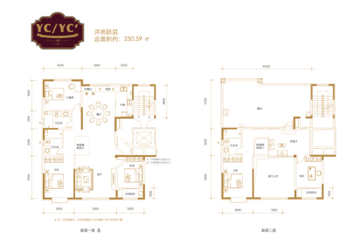 鑫界王府YCYC'户型-5室3厅3卫1厨建筑面积250.59平米