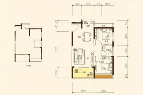 联投东方二期9栋ABGH户型-2室2厅1卫1厨建筑面积67.00平米