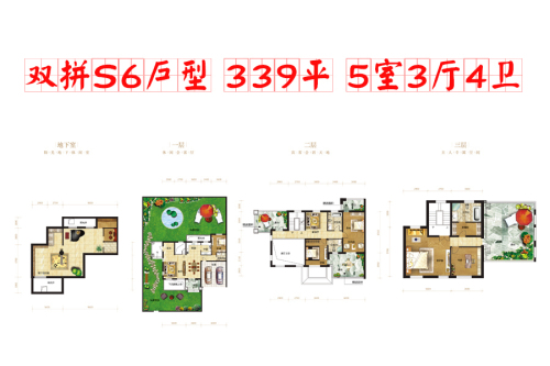 中旅国际小镇双拼S6户型-双拼S6户型-5室3厅4卫1厨建筑面积339.00平米