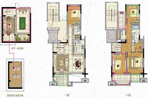 新城玖珑湖E1下叠户型-4室3厅3卫1厨建筑面积140.00平米