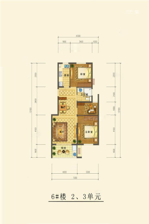 澳海·香樟苑6#楼2、3单元A户型-3室2厅1卫1厨建筑面积90.00平米