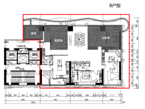 恒禾七尚高层T8B户型-5室2厅5卫1厨建筑面积385.00平米