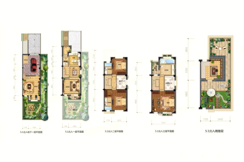 天茂湖210-250平联排别墅户型-4室3厅4卫1厨建筑面积210.00平米