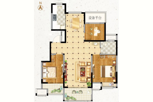 荣盛锦绣澜山项目E2户型-3室2厅1卫1厨建筑面积105.00平米