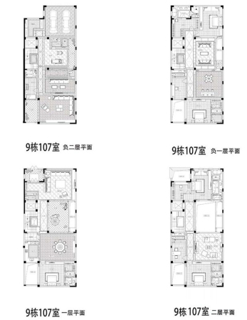 雅居乐长乐渡一期9幢标准层107户型-6室4厅10卫1厨建筑面积991.00平米
