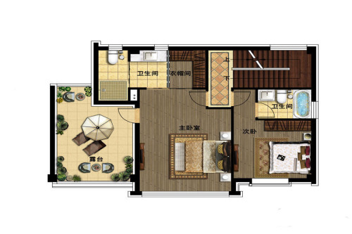 颐和城G户型二层-4室2厅3卫1厨建筑面积164.00平米