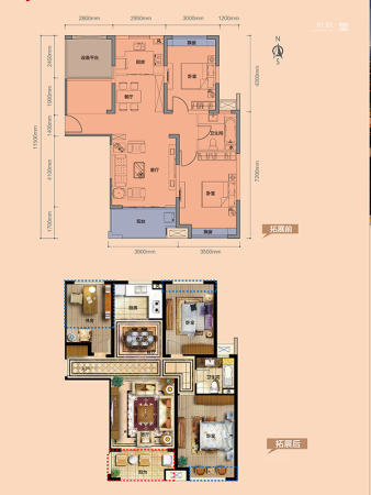 富阳宝龙城市广场户型折页-12-3室2厅1卫0厨建筑面积108.00平米