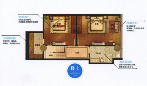 金奥缤润汇一期公寓96平米一层B-1户型-3室2厅1卫1厨建筑面积96.00平米