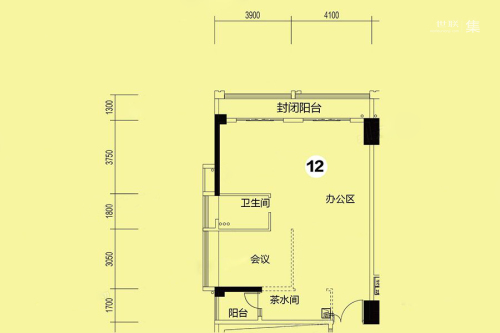 敏捷紫岭国际3座12、13户型-1室1厅1卫1厨建筑面积106.71平米