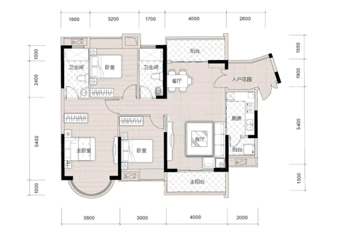 东方名都11座01户型-3室2厅2卫1厨建筑面积130.94平米