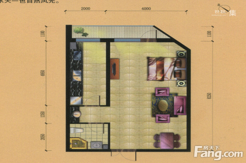 金水·花城F户型-1室1厅1卫1厨建筑面积64.40平米