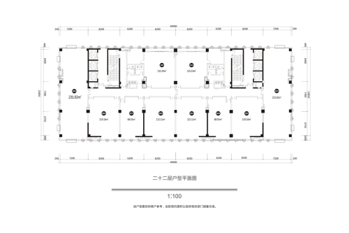 汇豪树中心22层平面户型图-10室0厅0卫0厨建筑面积1344.00平米