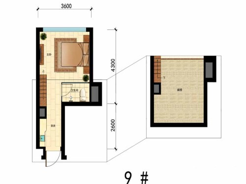 国瑞中心9#户型-9#户型-1室1厅1卫1厨建筑面积29.00平米