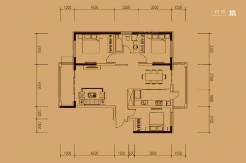 爱达·壹号C2户型-3室2厅1卫1厨建筑面积139.99平米