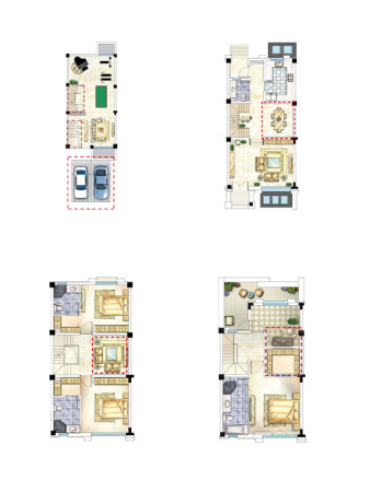 路劲上海院子A4户型-3室2厅4卫1厨建筑面积191.00平米