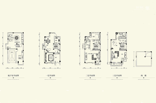 上置香岛原墅B1户型-4室3厅4卫1厨建筑面积345.07平米