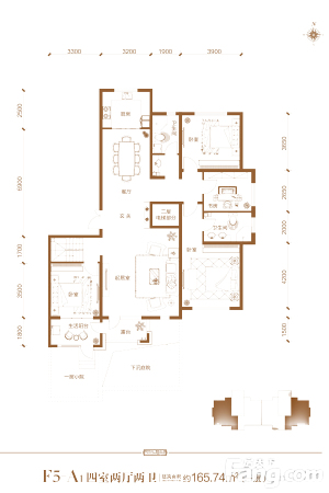 汇君城F5-A1户单-02(1）-5室2厅2卫1厨建筑面积244.62平米