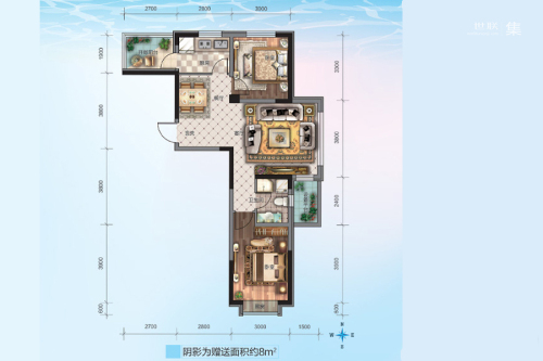 华海·蓝境G2户型-G2户型-2室2厅1卫1厨建筑面积82.00平米
