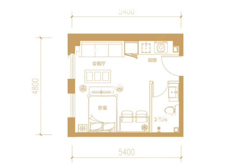 远洋7号1#2至7层A户型-1#2至7层A户型-1室1厅1卫1厨建筑面积38.33平米
