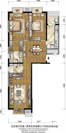 奥东18号南楼-D户型(售罄)-2室2厅2卫1厨建筑面积144.54平米