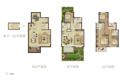 新城璞樾门第A户型下叠-4室3厅3卫1厨建筑面积132.26平米