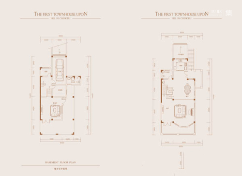 山顶上一期联排别墅f户型地下室及一层-5室3厅5卫1厨建筑面积313.00平米