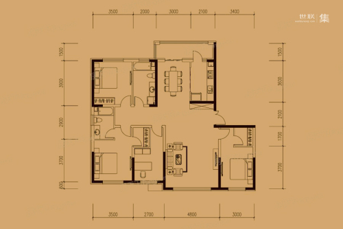 爱达·壹号D1户型-4室2厅2卫1厨建筑面积186.40平米