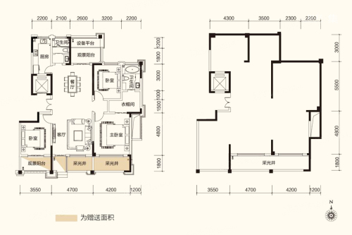 粤泰天鹅湾洋房170㎡一层户型-3室2厅2卫1厨建筑面积170.00平米