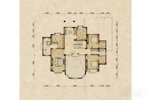 方迪山庄C1户型二层平面图-C1户型二层平面图-6室4厅2卫1厨建筑面积675.00平米