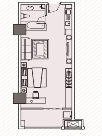 汉唐·新都汇A10户型-1室1厅1卫1厨建筑面积58.00平米