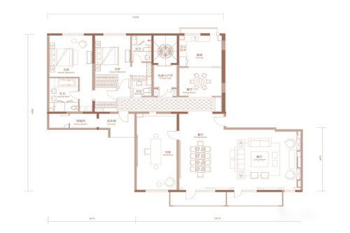 紫阙·天禄贤希圣户型-3室3厅3卫1厨建筑面积349.00平米