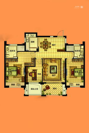 理想康城国际G户型-3室2厅2卫1厨建筑面积135.00平米