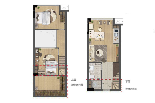 中骏六号街区40平户型-2室2厅1卫1厨建筑面积40.00平米