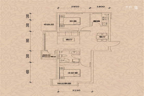 格林·香颂B户型-2室2厅1卫1厨建筑面积75.00平米