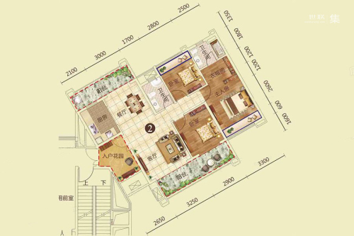 骏瓏盛景6幢02户型-3室2厅2卫1厨建筑面积111.00平米