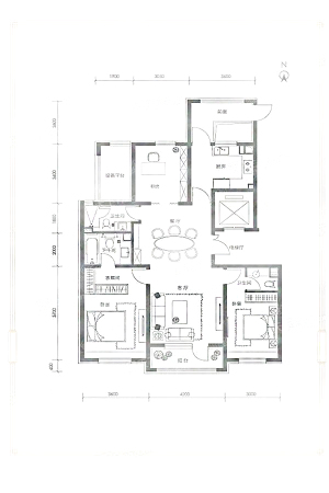 电建·金地华宸143㎡三居-3室2厅3卫1厨建筑面积143.00平米